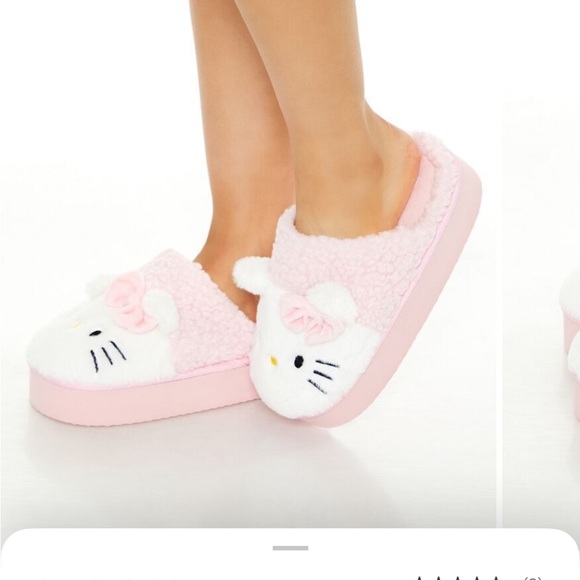 Hello Kitty Pink and White Cozy Slippers - Picture 2 of 2